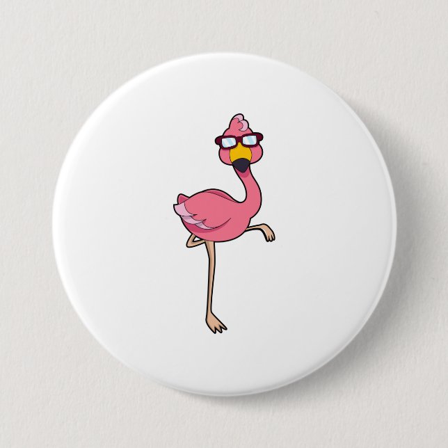 Flamingo mit Sonnenbrille Button (Vorderseite)