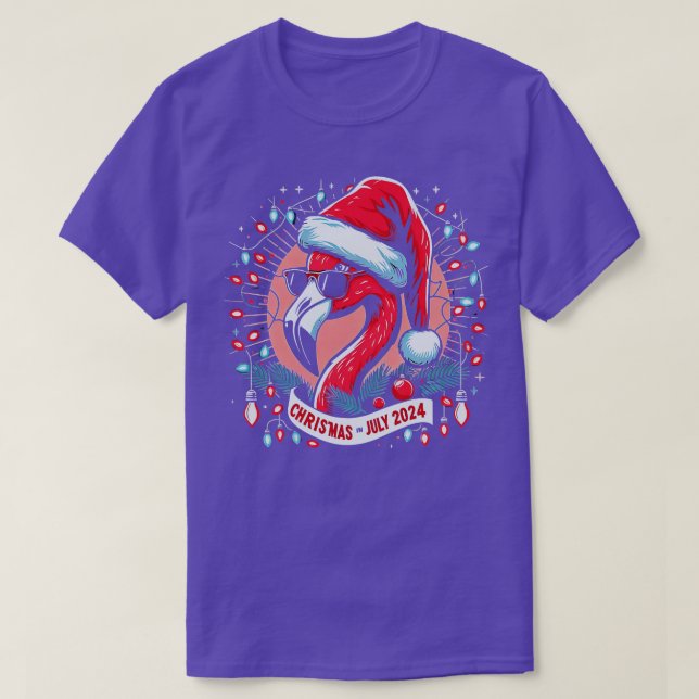 Flamingo mit Sonnenbrille und einer Weihnachtsmann T-Shirt (Design vorne)
