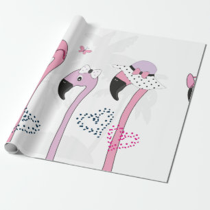 Flamingo mit Sonnenbrille und Hut im Sommer. schne Geschenkpapier