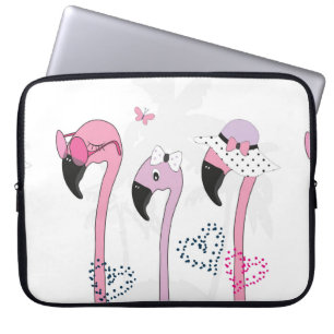 Flamingo mit Sonnenbrille und Hut im Sommer. schne Laptopschutzhülle