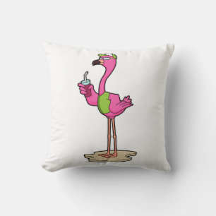 Flamingo mit Sonnenbrille und Mütze Kissen