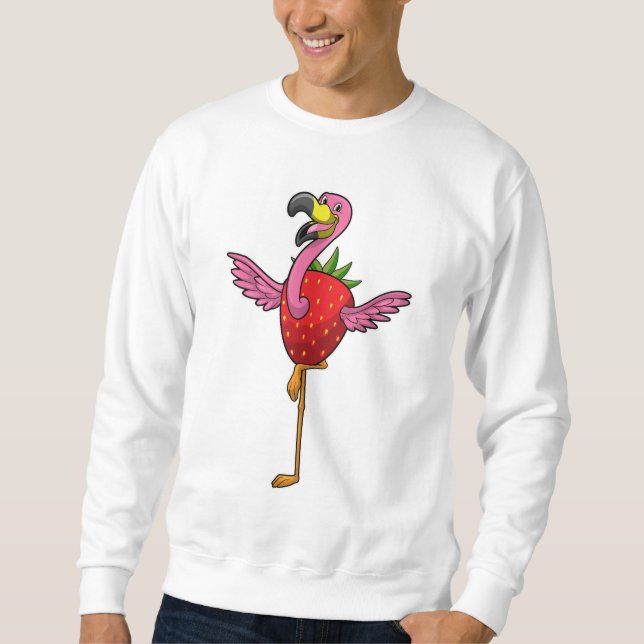 Flamingo mit Strawberry Sweatshirt (Vorderseite)