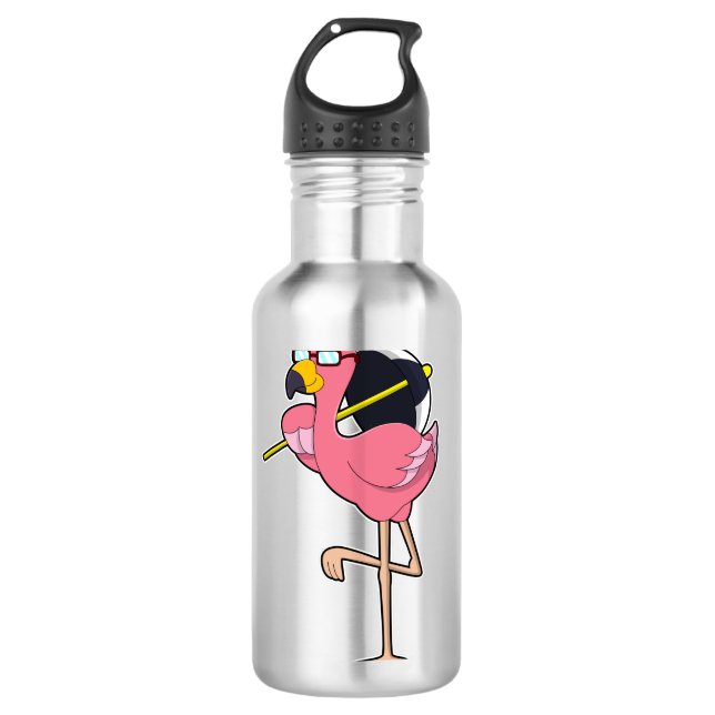 Flamingo mit Umbrella Edelstahlflasche (Vorderseite)