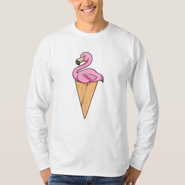 Flamingo mit Waffel aus Eiscreme T-Shirt (Vorderseite)