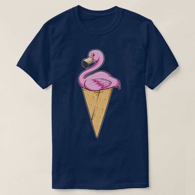 Flamingo mit Waffel aus Eiscreme T-Shirt (Design vorne)