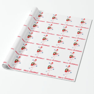Flamingo mit Weihnachtsmannmütze-und Wreath-frohe Geschenkpapier