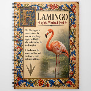Flamingo, mittelalterliche Bestiarien-Kunst Notizblock