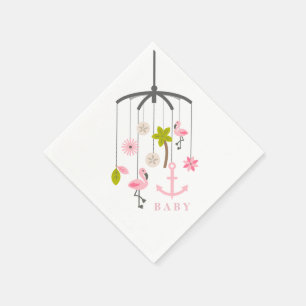 Flamingo Mobile Modern Pink Baby Dusche Napkins Serviette