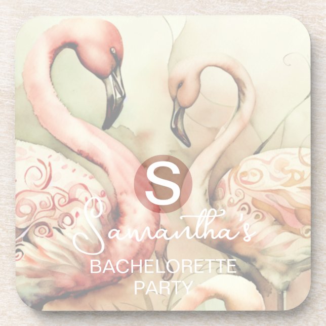 Flamingo Monogram Getränkeuntersetzer (Vorderseite)
