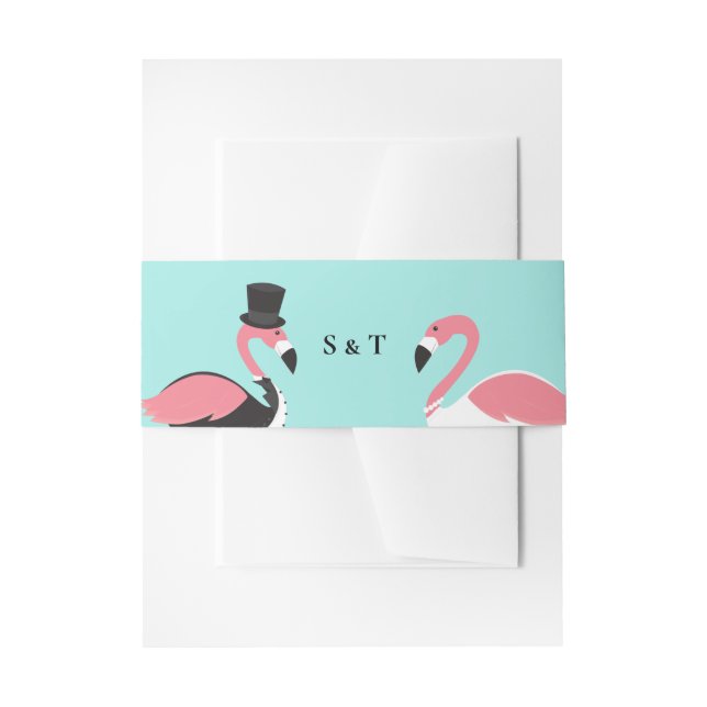Flamingo Monogram Wedding Einladungsbanderole (Vorderseite Beispiel)