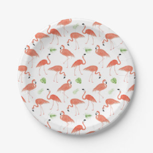 Flamingo-Muster-Aquarell-Pappteller Pappteller