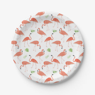 Flamingo-Muster-Aquarell-Pappteller Pappteller