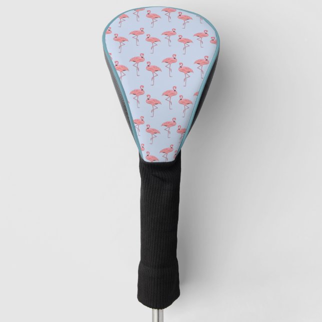 Flamingo Muster auf Sky Blue Golf Head Cover Golf Headcover (Vorderseite)