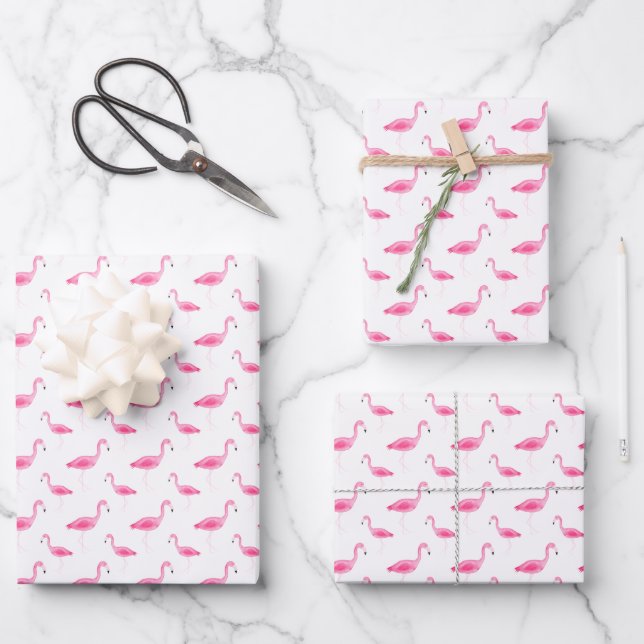 Flamingo-Muster Geschenkpapier Set (Vorderseite)