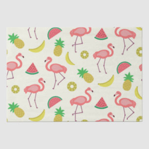 Flamingo Muster mit Watermelon und Ananas Seidenpapier