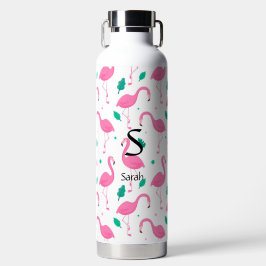 Flamingo Muster Monogram und Name Custom Trinkflasche