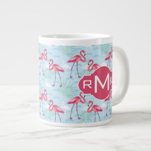 Flamingo-Muster Monogramm Jumbo-Tasse