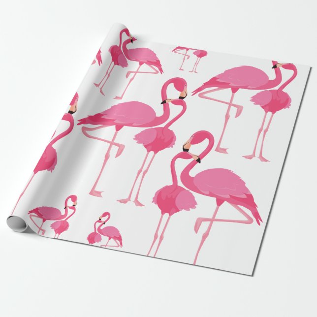 Flamingo-Muster rosa Geschenkpapier (Ungerollt)