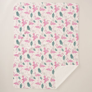 Flamingo-Muster Sherpadecke