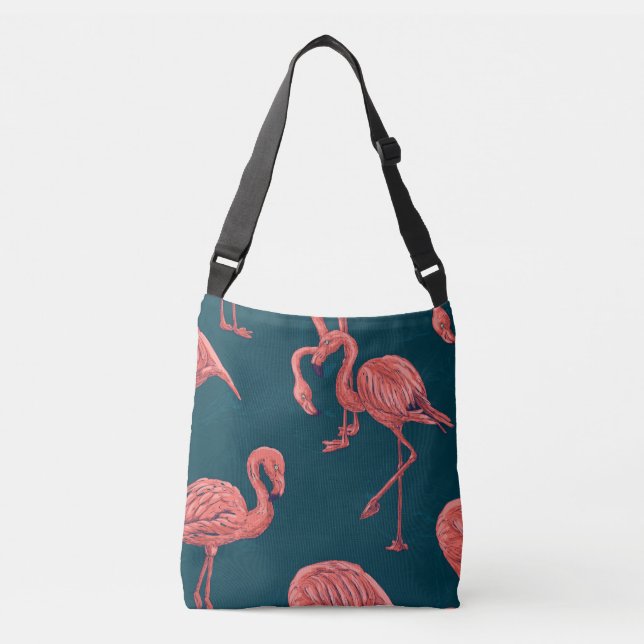 Flamingo-Muster Tragetaschen Mit Langen Trägern (Vorderseite)