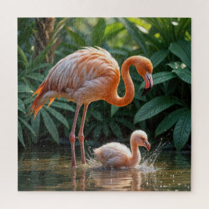 Flamingo Mutter mit Küken