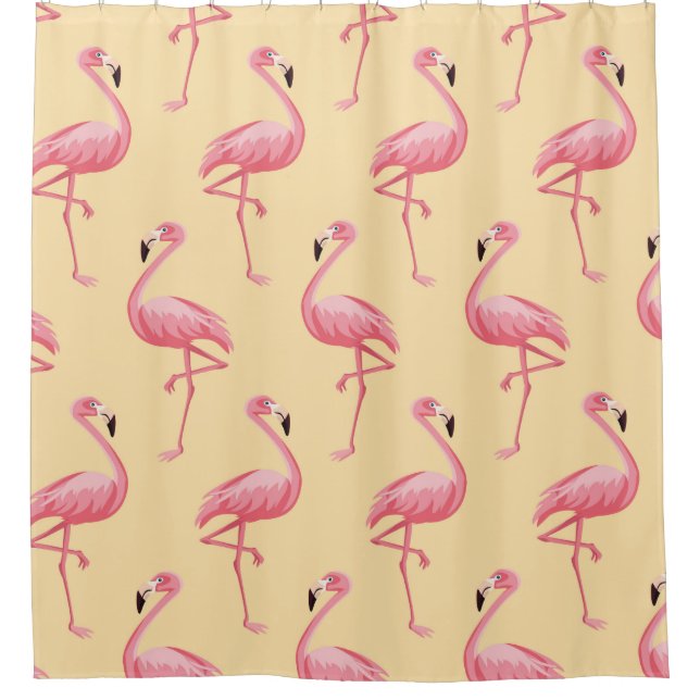 Flamingo nahtloser Muster Hintergrund. Rosa Flamme Duschvorhang (Vorderseite)