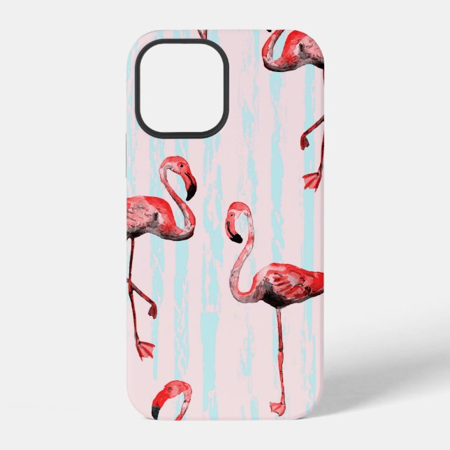 Flamingo nahtloses Muster iPhone 12 Hülle (Rückseite)