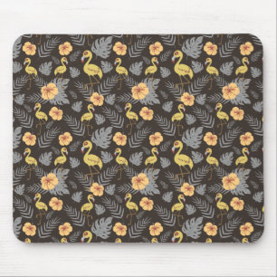 Flamingo nahtloses Muster mit Blume und Blätter Mousepad
