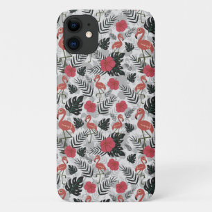 Flamingo nahtloses Muster mit blumengeschmücktem H Case-Mate iPhone Hülle