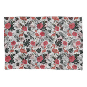 Flamingo nahtloses Muster mit blumengeschmücktem H Kissenbezug