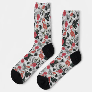 Flamingo nahtloses Muster mit Blumenhintergrund w Socken