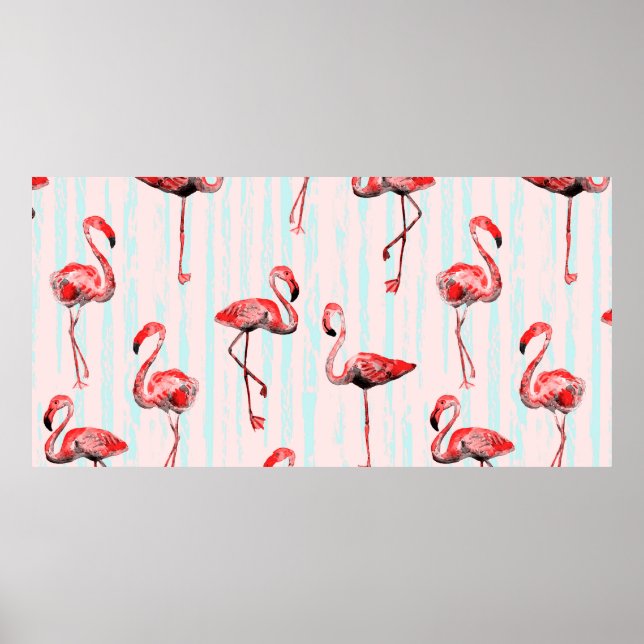 Flamingo nahtloses Muster Poster (Vorne)