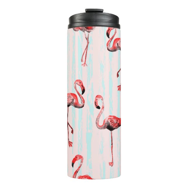 Flamingo nahtloses Muster Thermosbecher (Vorderseite)