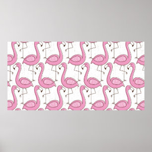 Flamingo nahtloses Muster, Vintages exotisches Des Poster