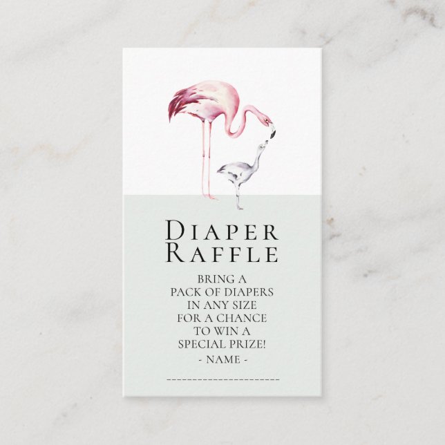 Flamingo Neutral Baby Duwer Diaper Raffle Ticket Begleitkarte (Vorderseite)