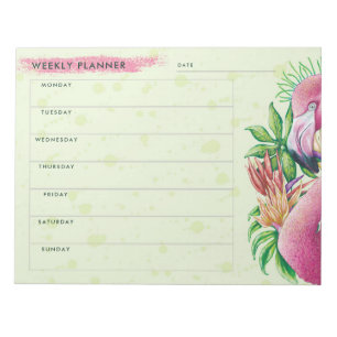 Flamingo Niedlich floralrosa Wochenplaner Notepad Notizblock