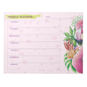 Flamingo Niedlich floralrosa Wochenplaner Notepad Notizblock