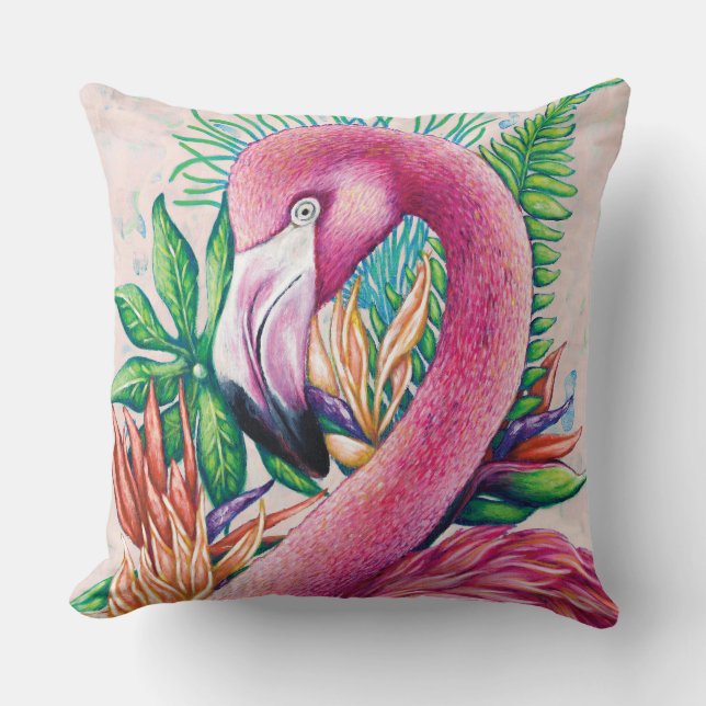 Flamingo Niedlich tropisches rosa Kissen (Vorderseite)