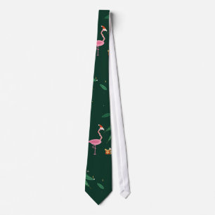 Flamingo Noël Weihnachtskrawatte Smaragd Krawatte