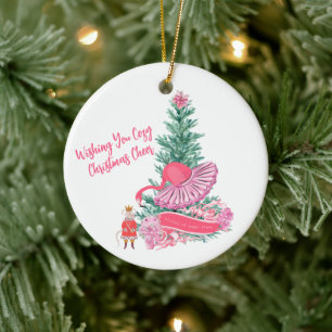 Flamingo Nutcracker Ballet Custom Christmas Wish Keramik Ornament