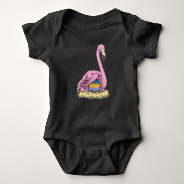 Flamingo Oaster Easter egg Nest Baby Strampler (Vorderseite)