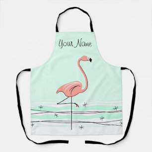 Flamingo Ocean Aqua Name all over apron Schürze