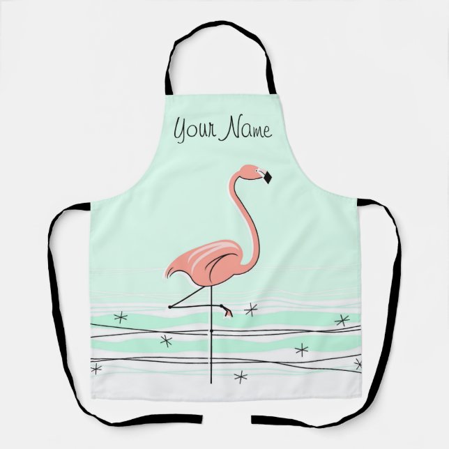 Flamingo Ocean Aqua Name überall in der Schürze (Vorderseite)