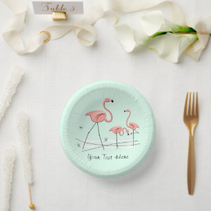 Flamingo Ocean Aqua Trio 2 Text Pappteller