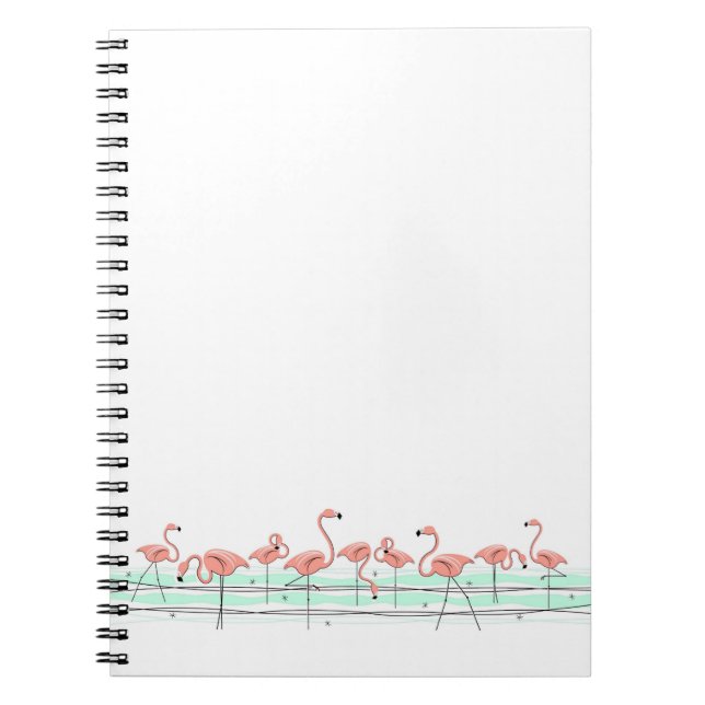 Flamingo Ocean Line Notebook Notizblock (Vorderseite)