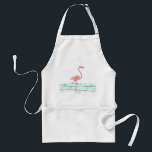 Flamingo Ocean Schürze<br><div class="desc">Mitte des Jahrhunderts inspiriertes Design mit einer Retro-Touch mit einer Gruppe von rosa Flamingos stehend in Aquawasser vor einem weißen Hintergrund. Ein individuell anpassbares Design für Sie,  um mit Ihrem eigenen Text,  Bildern und Ideen zu personalisieren. Ein originelles digitales Kunstbild,  das von Jess Perry bei QuirkyChic Retro erstellt wurde.</div>