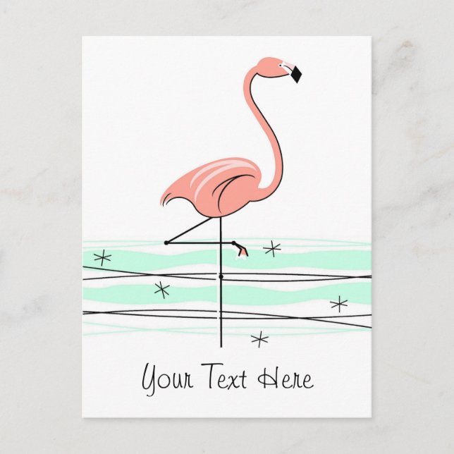 Flamingo Ocean Text Postkarte (Vorderseite)