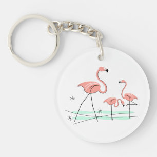Flamingo Ocean Trio 2-Text-Rückseite Acrylschlüsse Schlüsselanhänger
