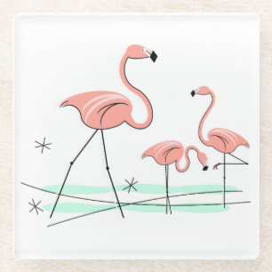 Flamingo Ocean Trio 2 Untersetzer Glas