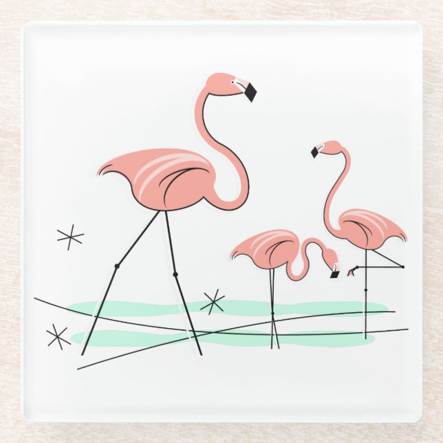 Flamingo Ocean Trio 2 Untersetzer Glas (Vorderseite)